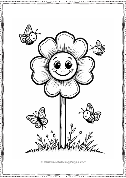 Spring Flower Lollipop With Butterflies Free PDF Printable