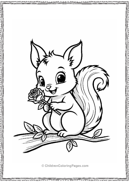 Squirrel Holding A Rose Free PDF Printable