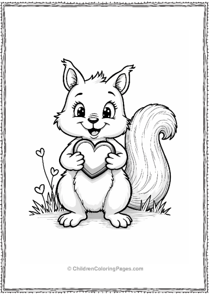 Squirrel With Heart Shaped Nut Free PDF Printable