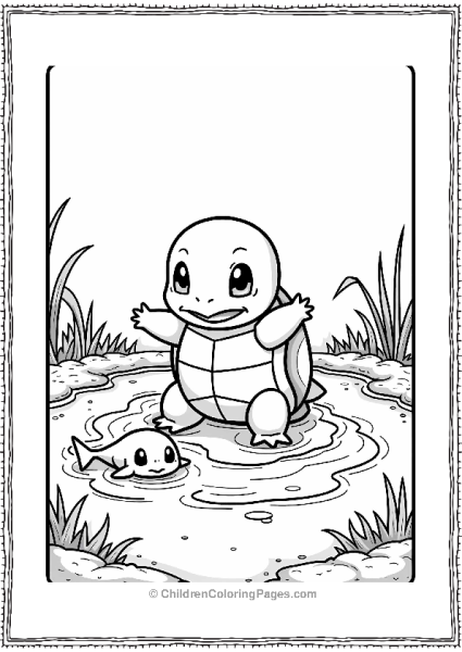 Squirtle Splashing In A Pond Free PDF Printable