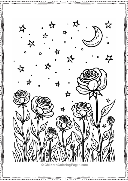 Starry Night With Roses Free PDF Printable