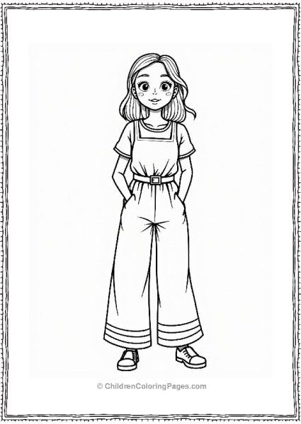 Stylish Jumpsuit Coloring Page Free PDF Printable