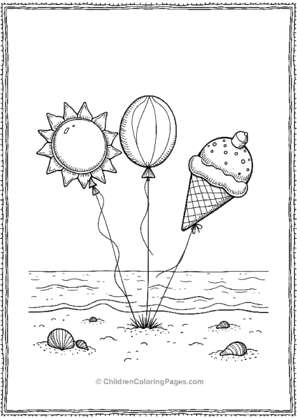 Summer Beach Balloons Sun Shaped Free PDF Printable