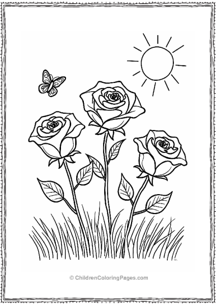 Summer Rose Garden With Butterflies Free PDF Printable