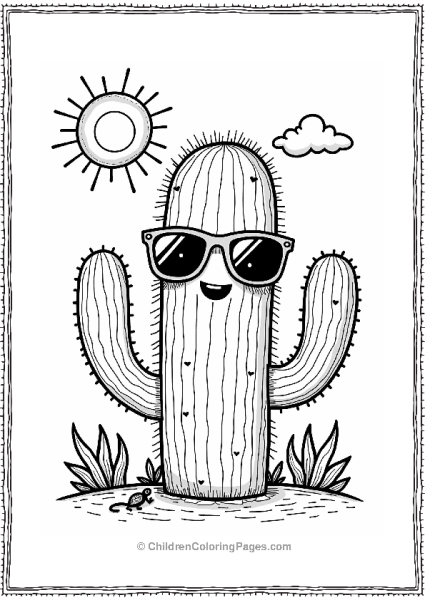 Sunny Cactus With Sunglasses Free PDF Printable