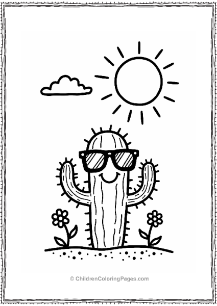 Sunny Summer Cactus With Sunglasses Free PDF Printable