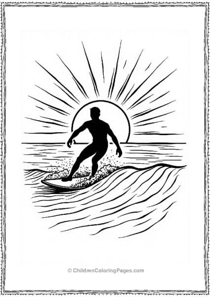 Sunset Surfing Silhouette Free PDF Printable