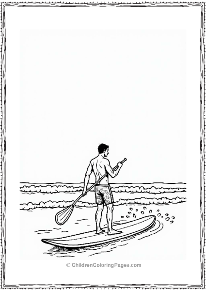 Surfer Paddling Out To Sea Free PDF Printable