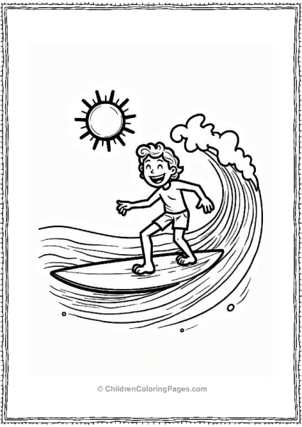 Surfer Riding A Big Wave Free PDF Printable