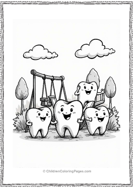 Teeth Playing In A Whimsical Park Free PDF Printable