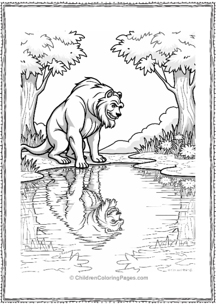 The Beast’s Reflection In A Calm Pond Free PDF Printable