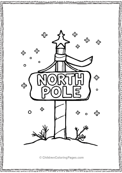 The North Pole Sign With Snow Flakes Free PDF Printable