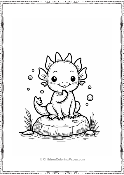 Thoughtful Axolotl On A Rock Free PDF Printable