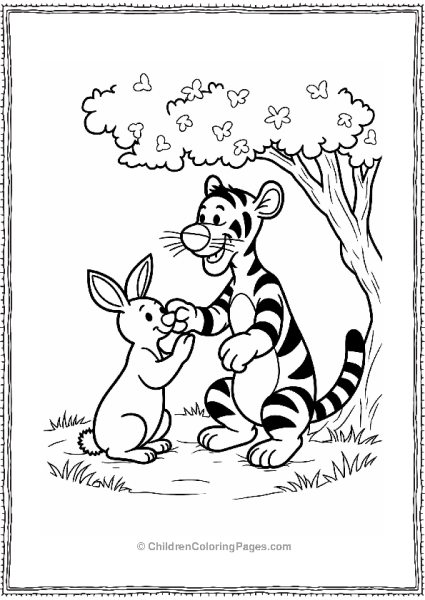 Tigger And A Friendly Rabbit Under A Tree Free PDF Printable