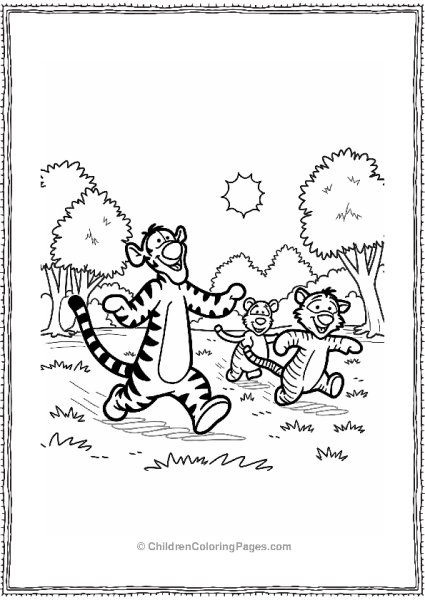 Tigger And Friends Playing Tag In The Park Free PDF Printable