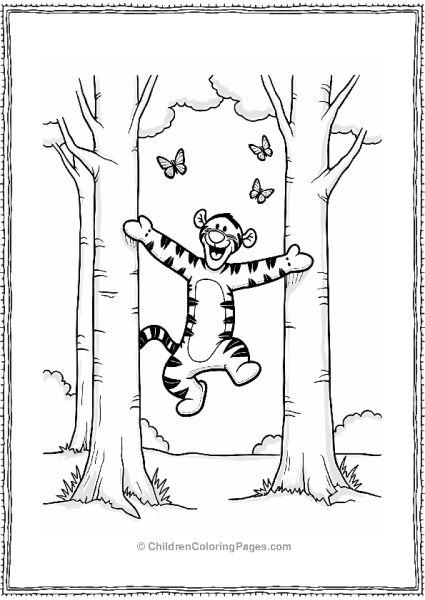 Tigger Bouncing Among Trees Free PDF Printable