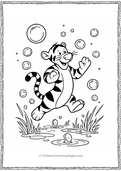 Tigger Bouncing In A Sea Of Bubbles Free PDF Printable