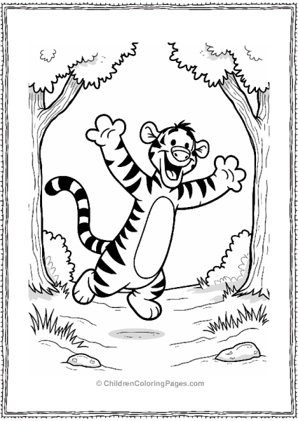 Tigger Bouncing In The Forest Free PDF Printable