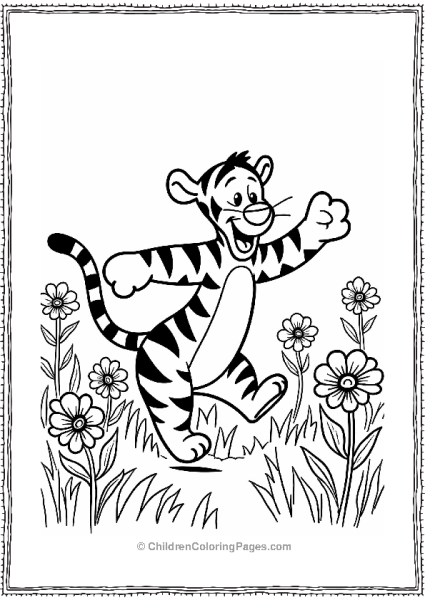 Tigger Bouncing Through Flowers Free PDF Printable