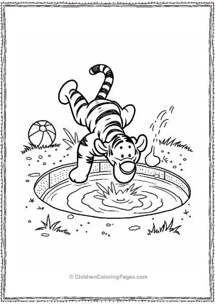 Tigger Diving Into A Pool Free PDF Printable