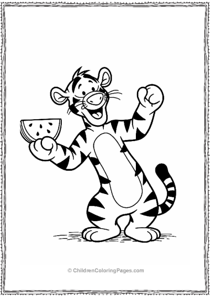 Tigger Enjoying His Watermelon Snack Free PDF Printable