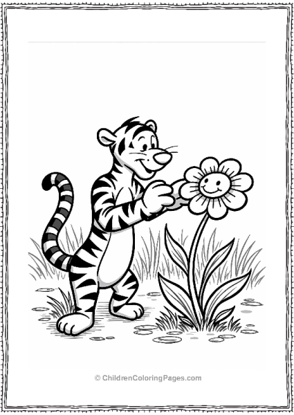 Tigger Exploring A Flower Patch Free PDF Printable