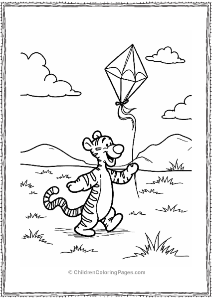 Tigger Flying A Colorful Kite Free PDF Printable