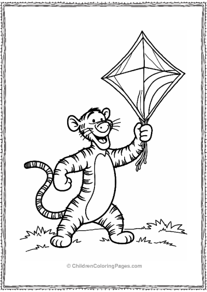 Tigger Flying With A Rainbow Kite Free PDF Printable