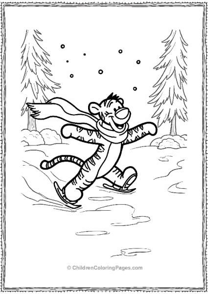 Tigger Ice Skating In Winter Wonderland Free PDF Printable