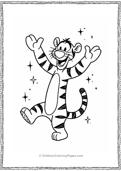 Tigger In A Playful Pose Free PDF Printable