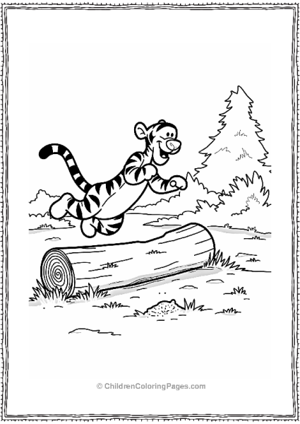 Tigger Jumping Over A Log Free PDF Printable