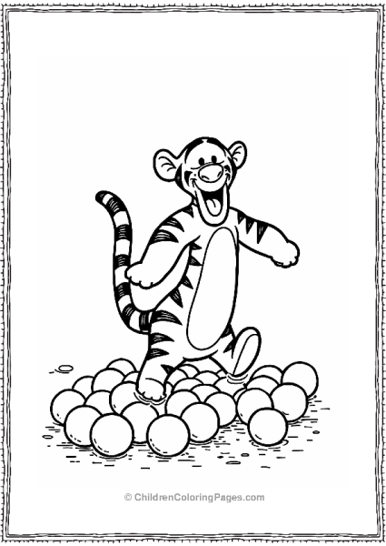 Tigger Jumping Over Bouncy Balls Free PDF Printable