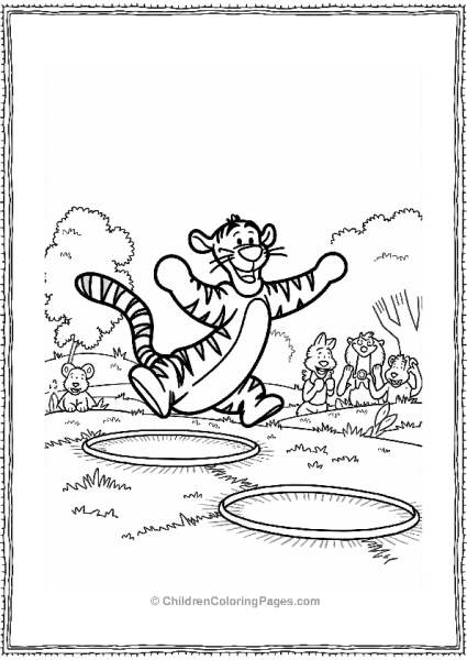 Tigger Jumping Through Hoops In The Park Free PDF Printable