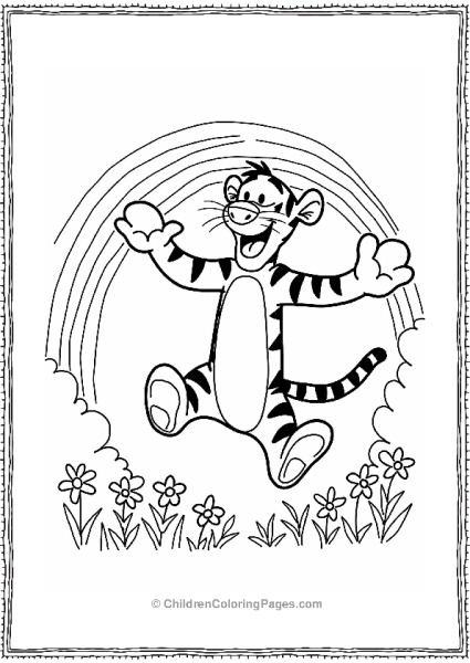 Tigger Jumping Under A Rainbow Free PDF Printable