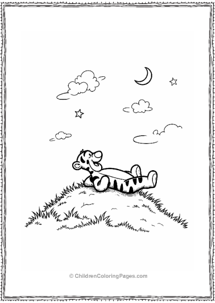 Tigger Lying On A Starry Hill Free PDF Printable