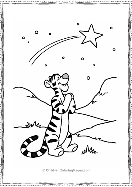 Tigger Making A Wish On A Shooting Star Free PDF Printable