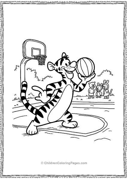 Tigger Playing Basketball Free PDF Printable