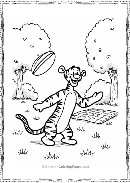 Tigger Playing Frisbee In The Park Free PDF Printable