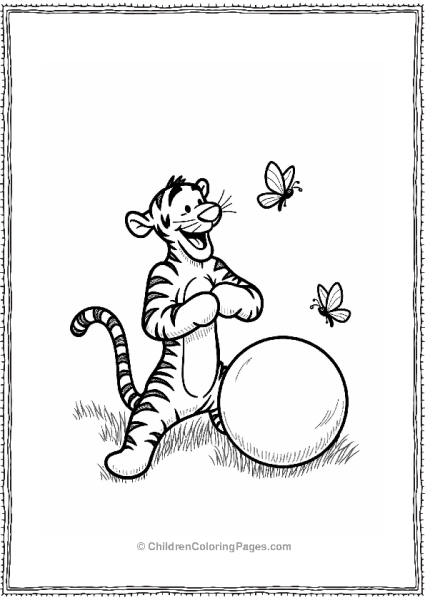 Tigger Playing With A Bouncy Ball Free PDF Printable