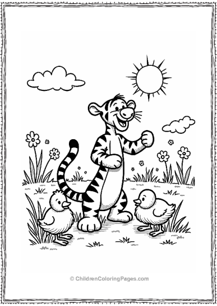 Tigger Playing With Spring Animals Free PDF Printable