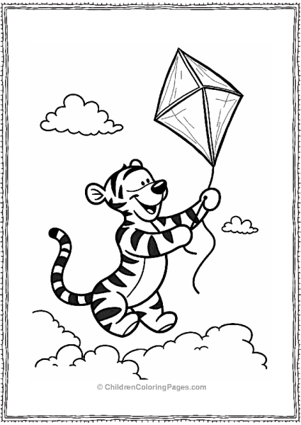 Tigger Riding A Colorful Kite Free PDF Printable