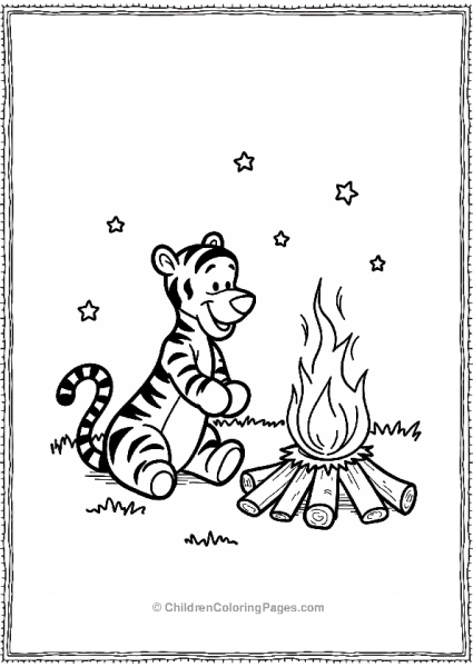 Tigger Roasting Marshmallows By A Campfire Free PDF Printable