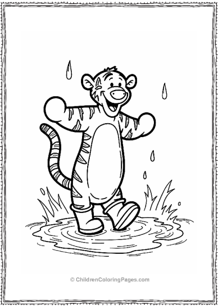 Tigger Stomping In Rain Boots Free PDF Printable