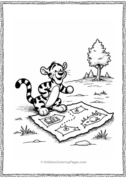 Tigger Studying A Treasure Map Free PDF Printable