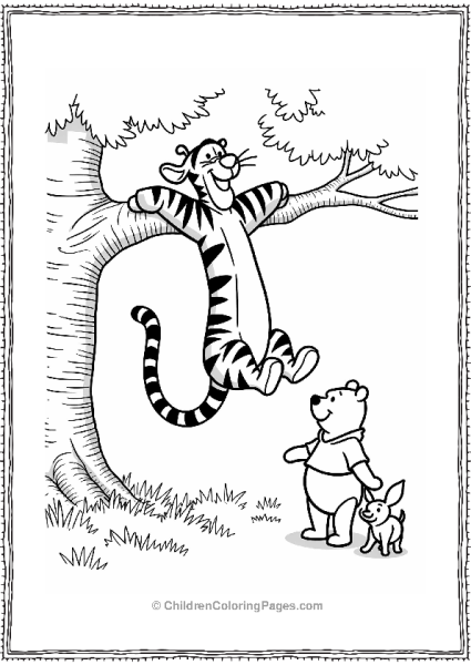 Tigger Swinging From A Tree Branch Free PDF Printable