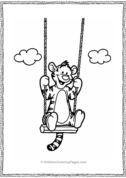 Tigger Swinging High On A Swing Free PDF Printable