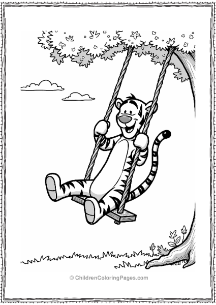 Tigger Swinging In A Sunny Scene Free PDF Printable