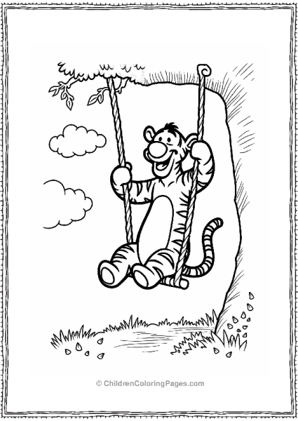 Tigger Swinging Under A Sunny Sky Free PDF Printable