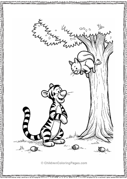 Tigger Watching A Squirrel Climb Free PDF Printable