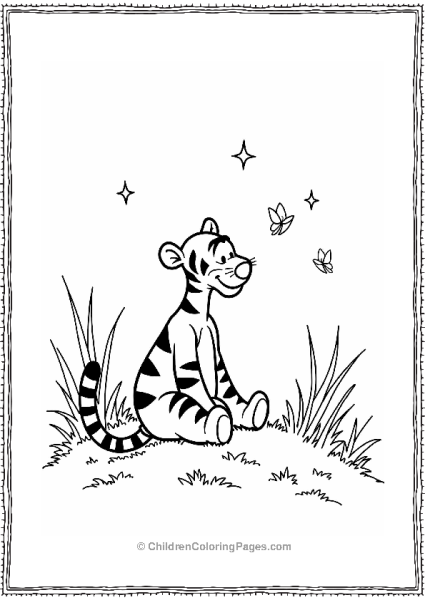 Tigger Watching Fireflies At Dusk Free PDF Printable